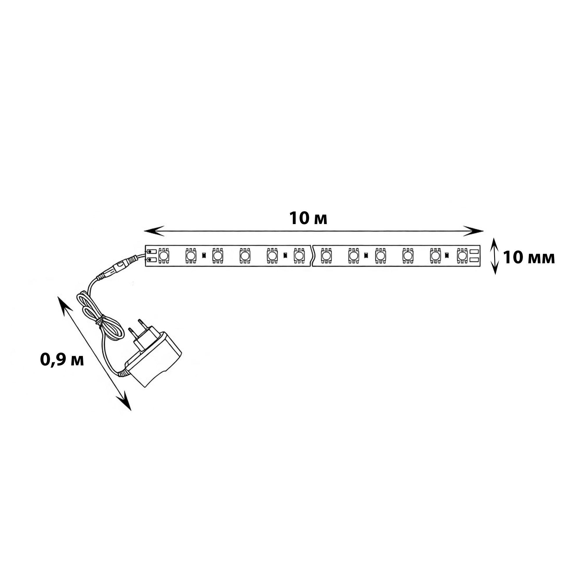 ULS-A01 10M-RGB-BT RRP24C01 Комплект светодиодной ленты c Bluetooth. 10м. RGB свет. Адаптер 24Вт. Контроллер с пультом в-к. TM Uniel