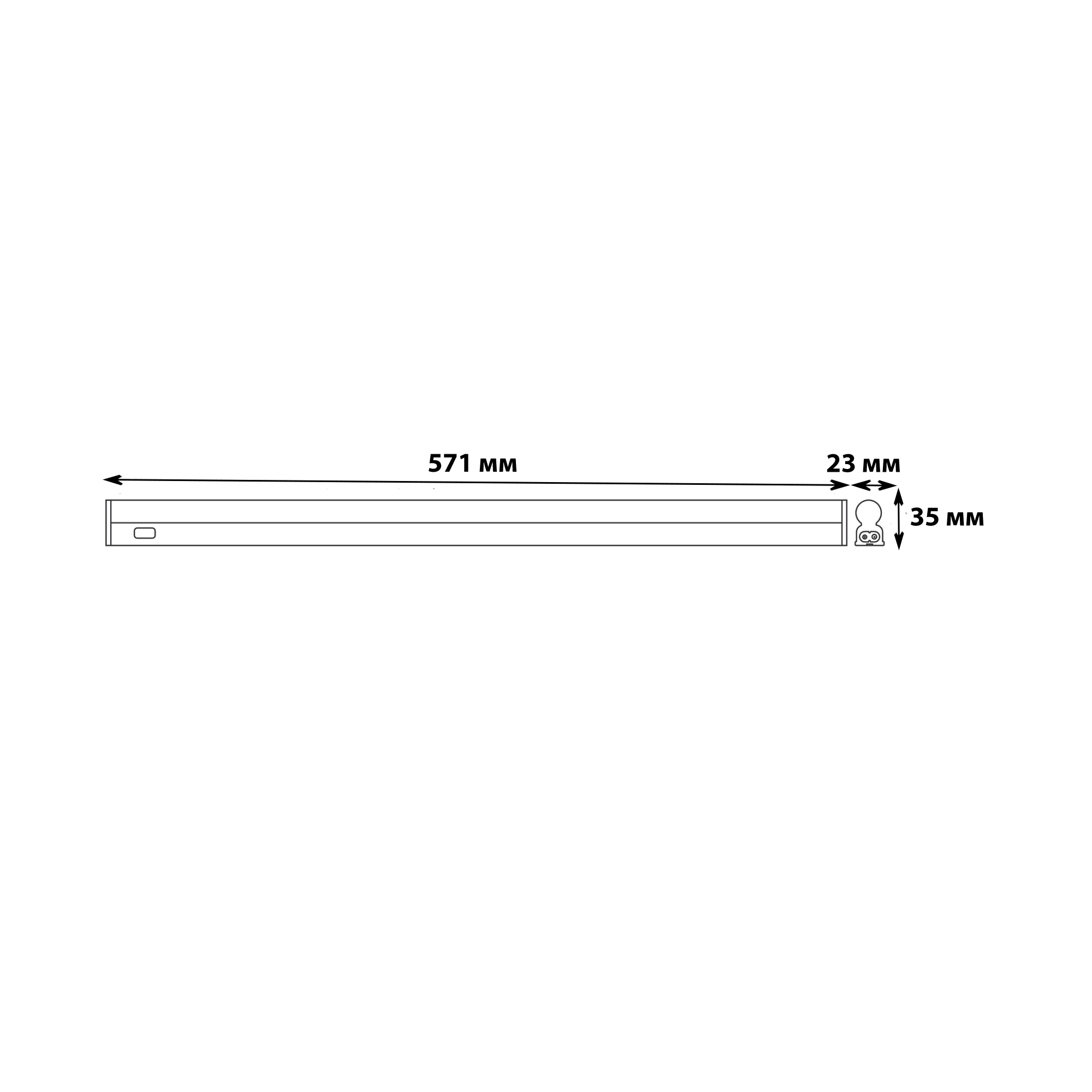 ULI-L04-10W-4000K IP40 WHITE Светильник линейный светодиодный аналог Т5 с сенсорной кнопкой. 230В.  Кабель 1.2м с вилкой и крепление в-к. Белый свет 4000K. Корпус белый. TM Uniel