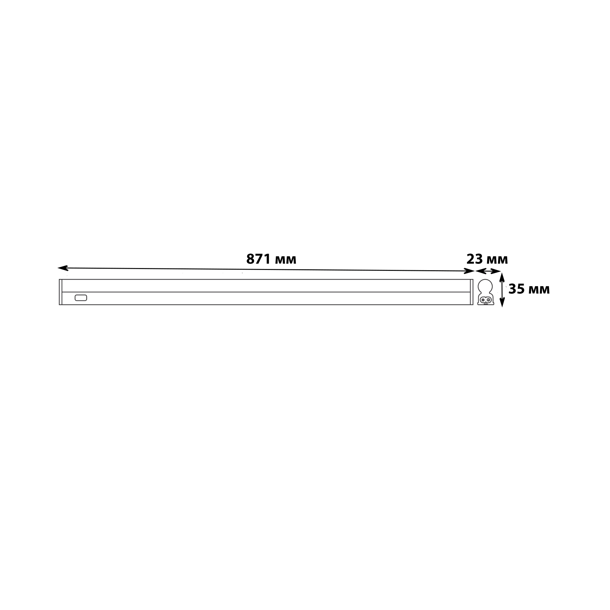 ULI-L04-14W-4000K IP40 WHITE Светильник линейный светодиодный аналог Т5 с сенсорной кнопкой. 230В.  Кабель 1.2м с вилкой и крепление в-к. Белый свет 4000K. Корпус белый. TM Uniel