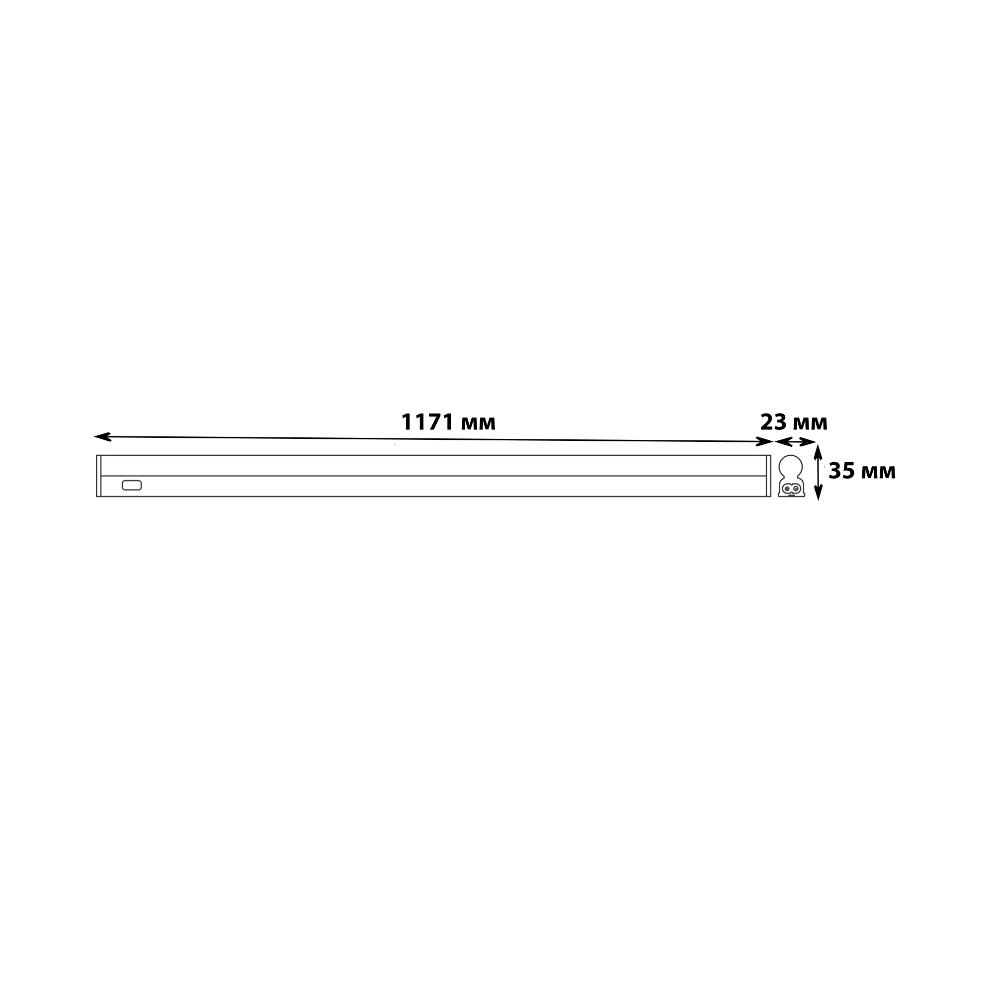 ULI-L04-18W-4000K IP40 WHITE Светильник линейный светодиодный аналог Т5 с сенсорной кнопкой. 230В.  Кабель 1.2м с вилкой и крепление в-к. Белый свет 4000K. Корпус белый. TM Uniel