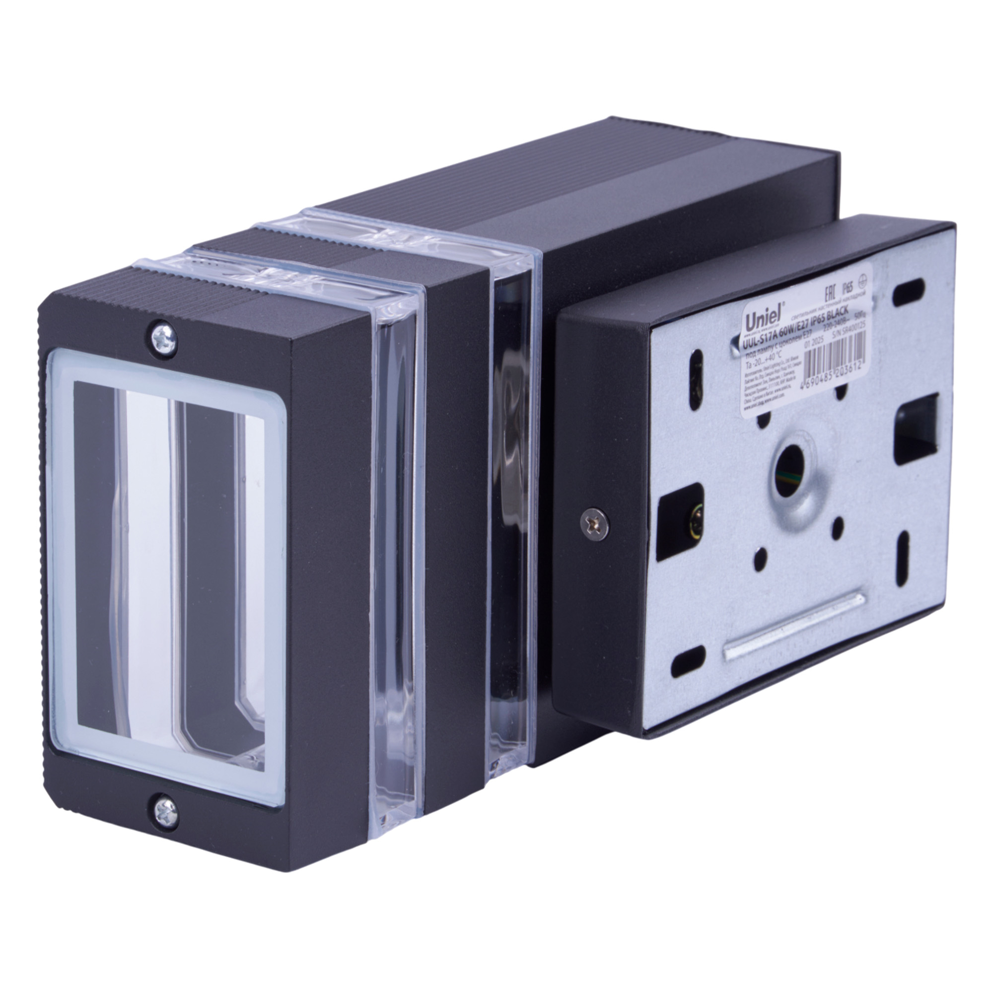 UUL-S17A 60W-E27 IP65 BLACK Светильник уличный. под лампу Е27. Архитектурный накладной. Корпус черный. TM Uniel
