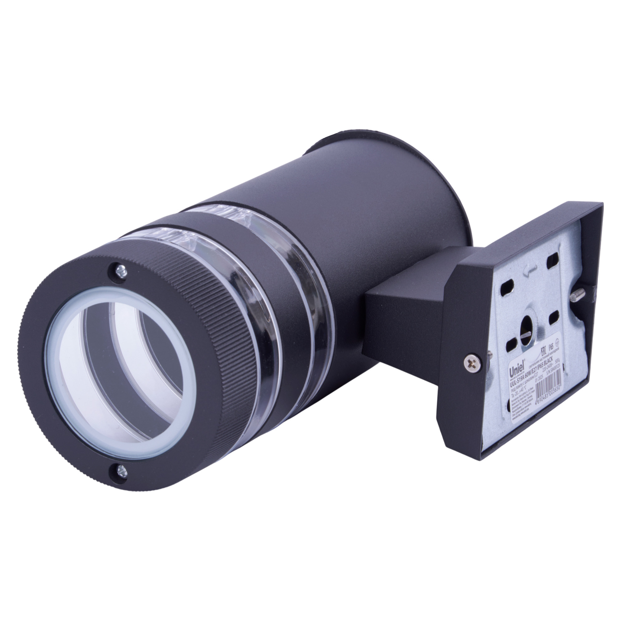 UUL-S19A 60W-E27 IP65 BLACK Светильник уличный. под лампу Е27. Архитектурный накладной. Корпус черный. TM Uniel