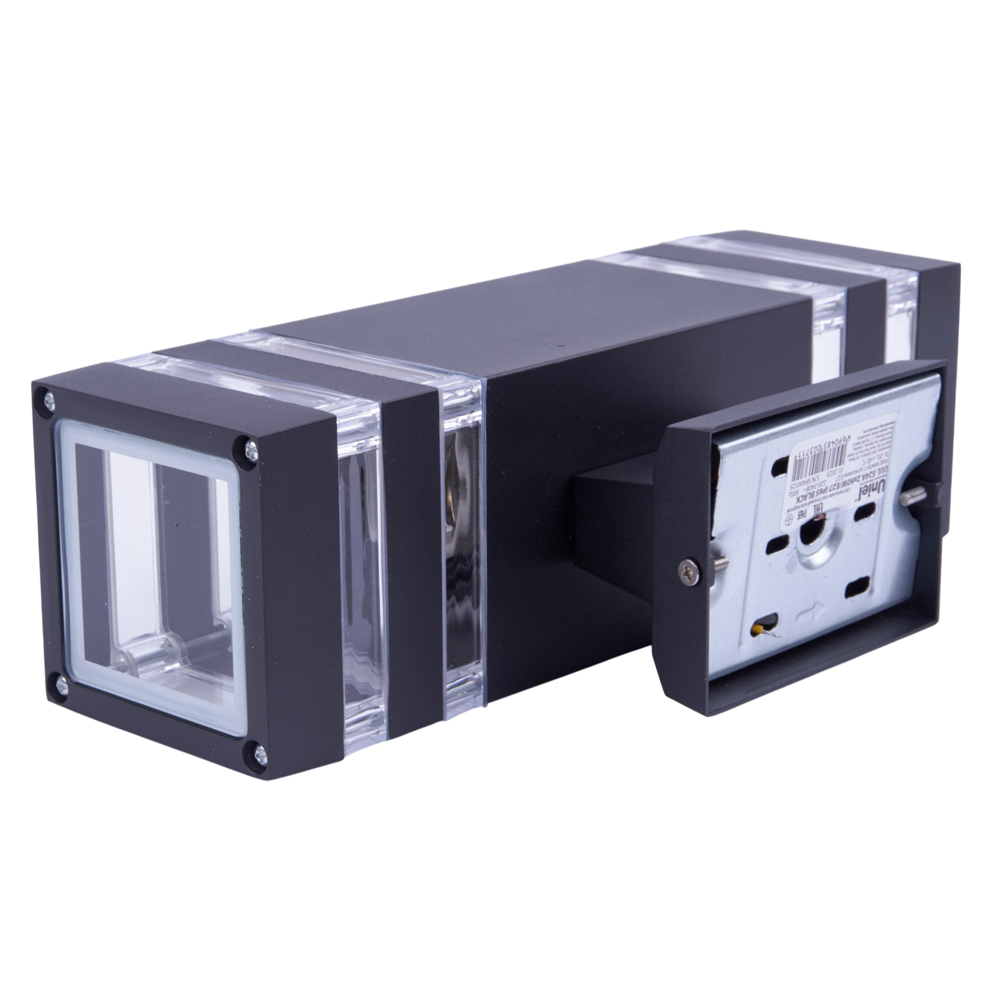 UUL-S24A 2x60W-E27 IP65 BLACK Светильник уличный. под две лампы Е27. Архитектурный накладной. Корпус черный. TM Uniel