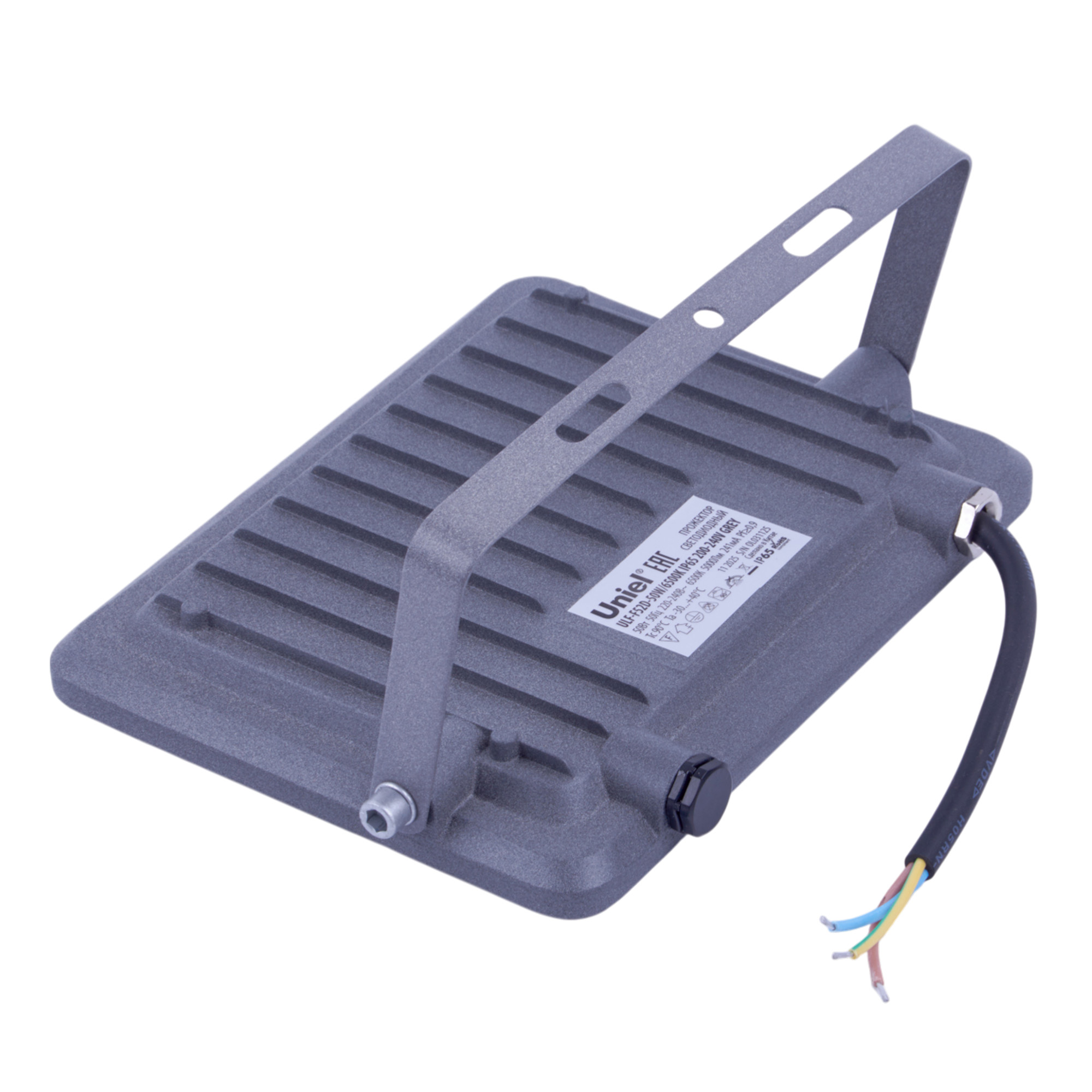 ULF-F52D-50W-6500K IP65 200-240V GREY Прожектор светодиодный. Дневной свет 6500K. Угол 90 градусов. Корпус серый. TM Uniel