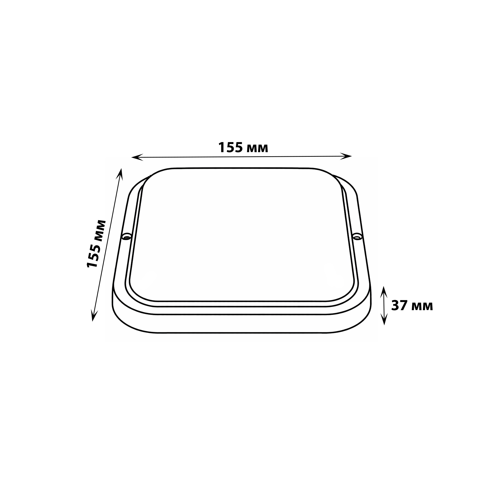 ULW-Q229 18W-6500K IP65 WHITE Светильник светодиодный влагозащищенный. Квадрат. Дневной свет 6500K. 155×155×37мм. Корпус белый. ТМ Volpe