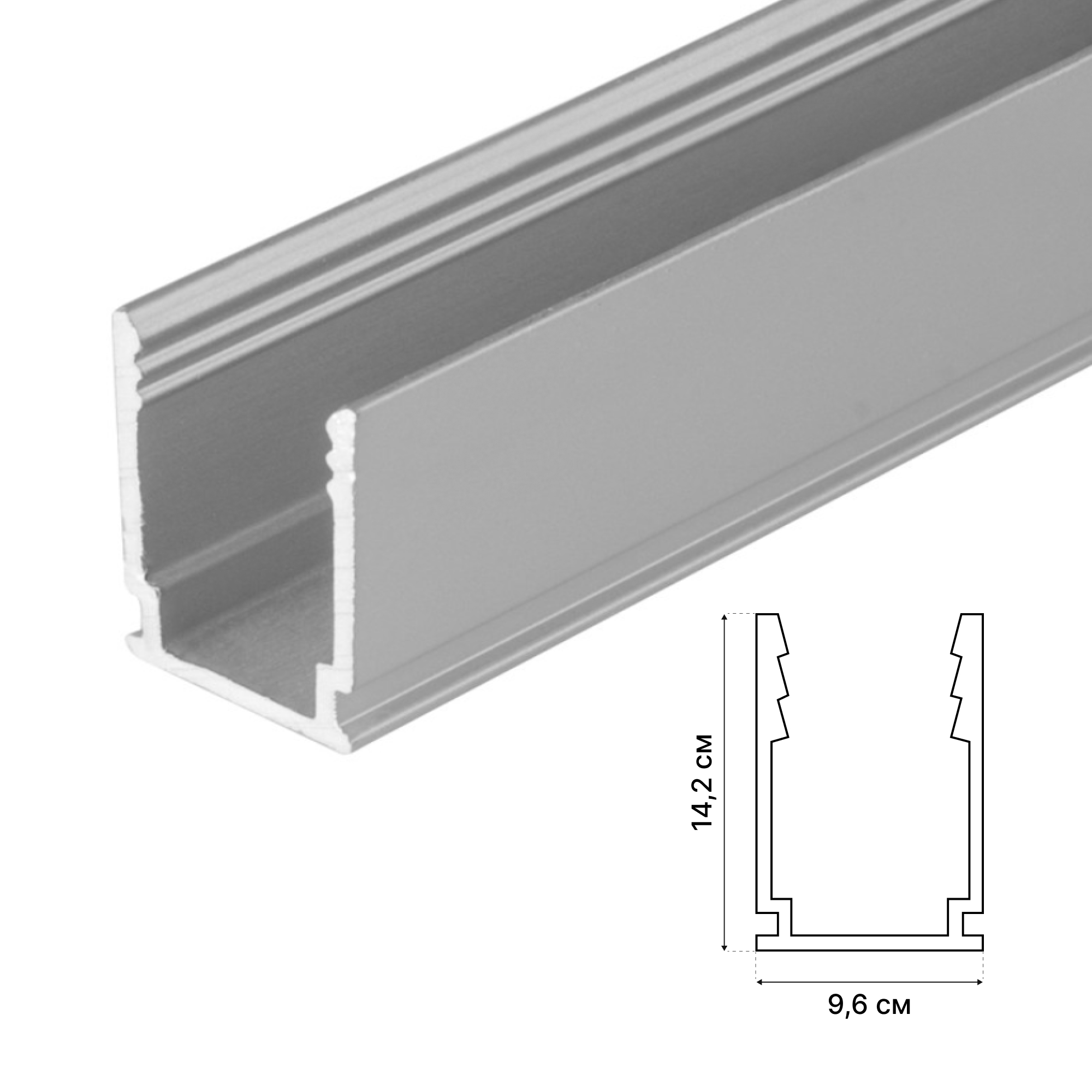 UFE-A21 SILVER 200 POLYBAG Накладной профиль для гибкой светодиодной ленты NEON 8х16мм. анодированный алюминий. Длина 200 см. ТМ Uniel