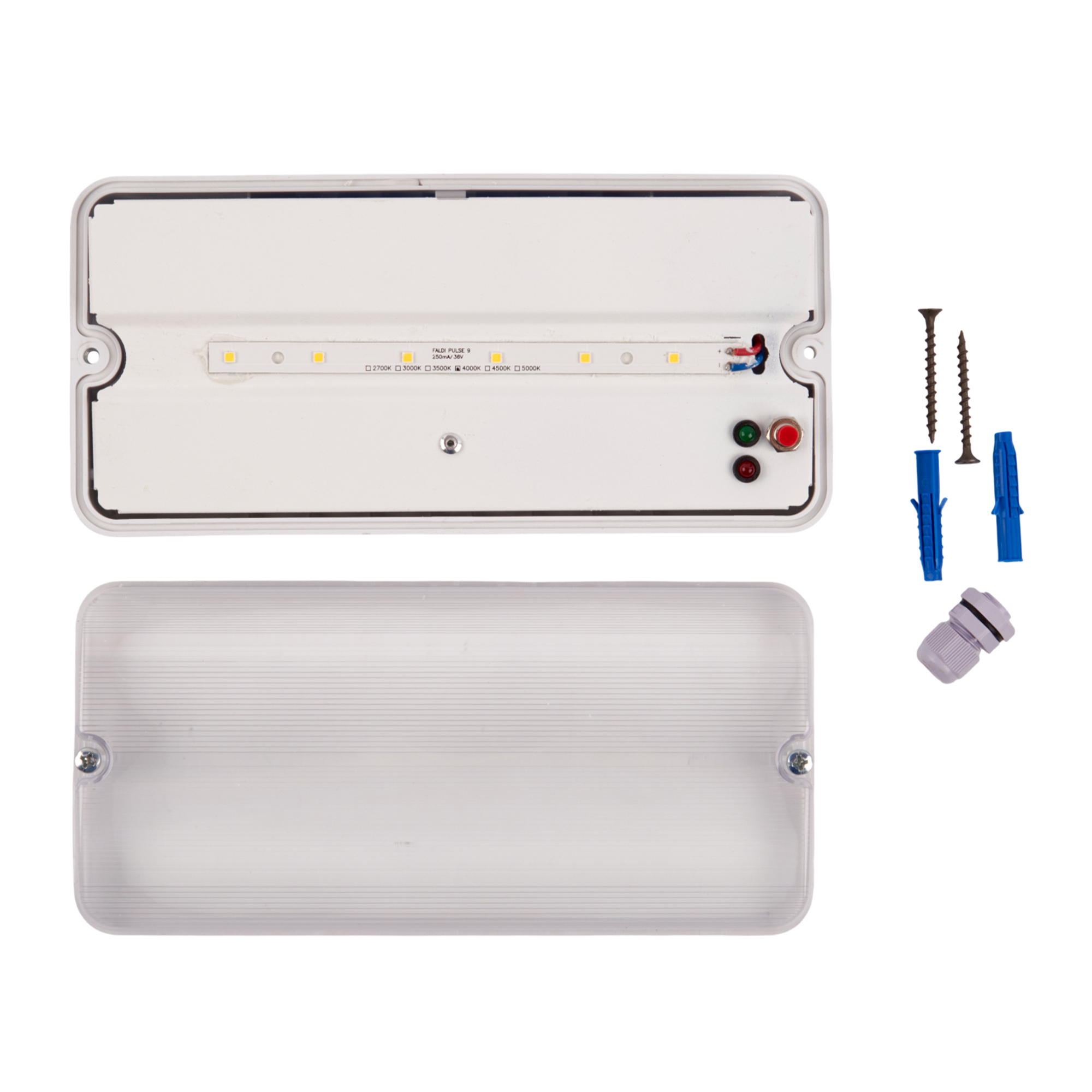 ULW-K25B 6W-4000K-EMG IP65 WHITE Светильник светодиодный влагозащищенный с БАП. Белый свет 4000K. 660Лм. Размер 220x105x50мм. Корпус белый. ТМ Uniel