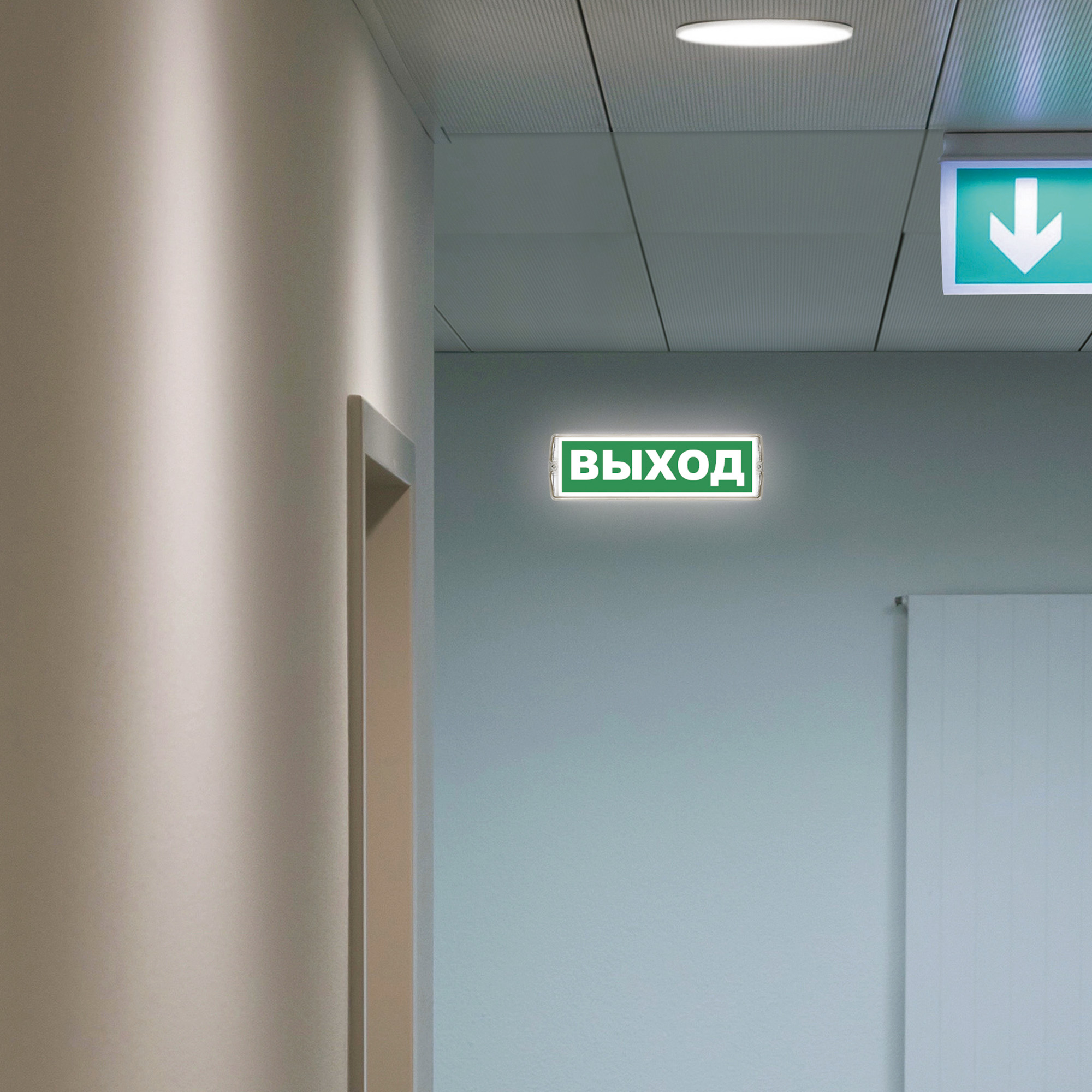 ULR-E51-10W-4000K WHITE ВЫХОД-EXIT S01 Светильник светодиодный аварийного освещения. влагозащищенный. IP65. Белый свет 4000K. Встроенный аккумулятор. Корпус белый. ТМ Uniel