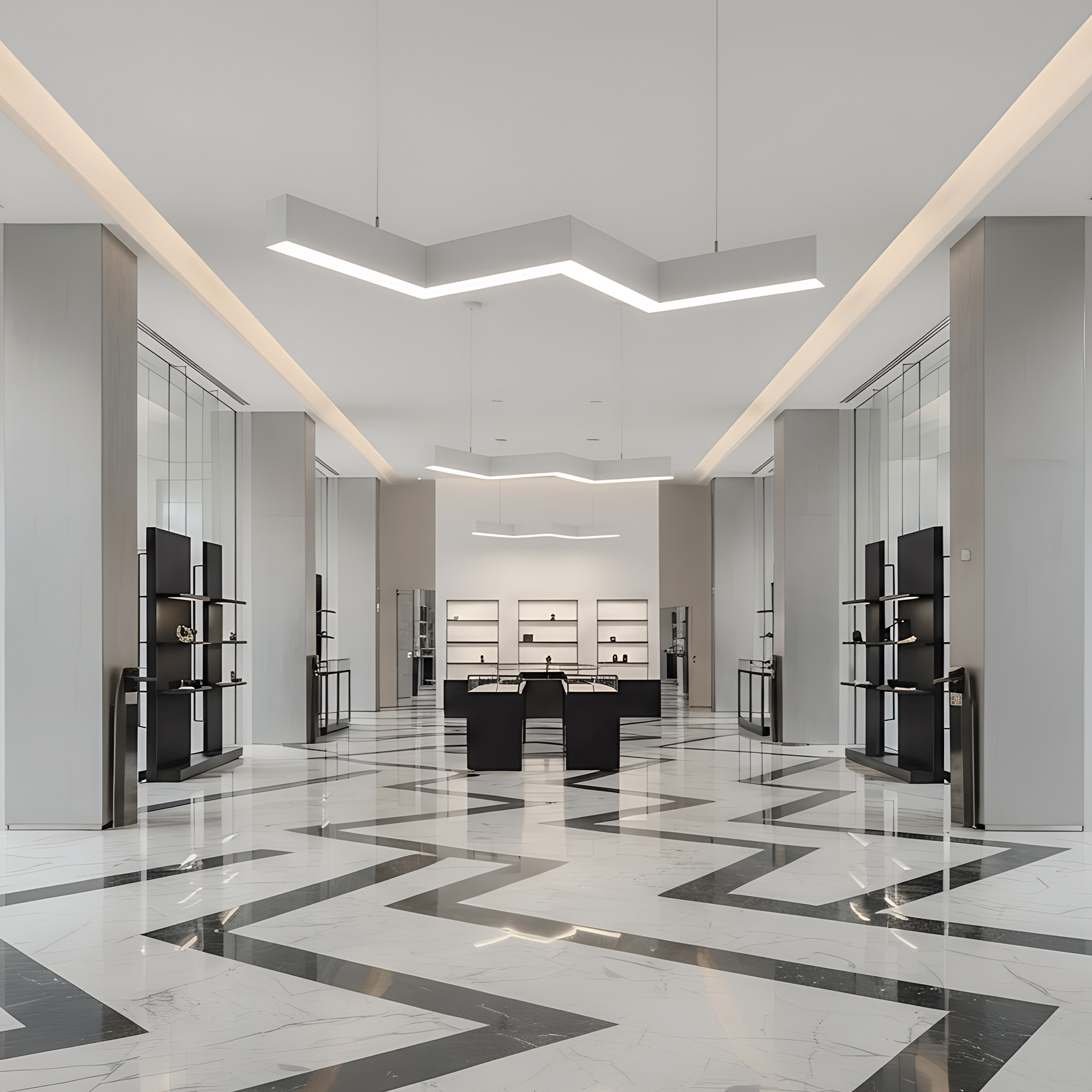 ULO-K19A 50W-4000K-Z50-200 IP40 WHITE Светильник линейный светодиодный подвесной. Зигзагообразный. профиль 50x70мм. Белый свет 4000K. 5000Лм. Алюминий. Цвет белый. TM Uniel