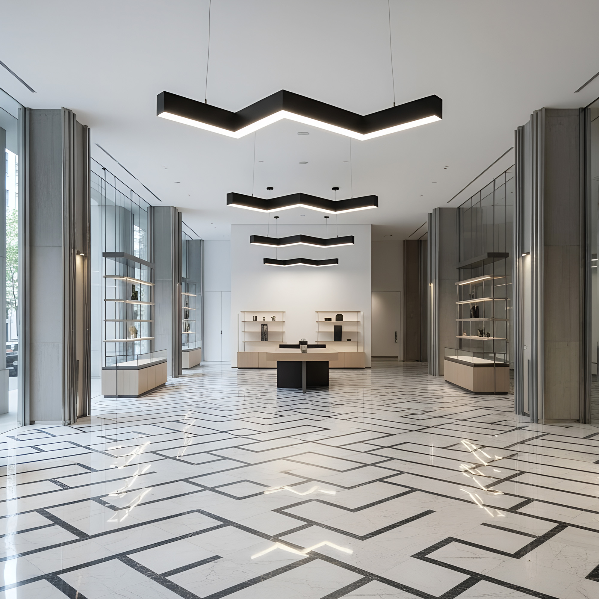 ULO-K19A 38W-4000K-Z40-160 IP40 BLACK Светильник линейный светодиодный подвесной. Зигзагообразный. профиль 50х70мм. Белый свет 4000K. 4000Лм. Алюминий. Цвет черный. TM Uniel