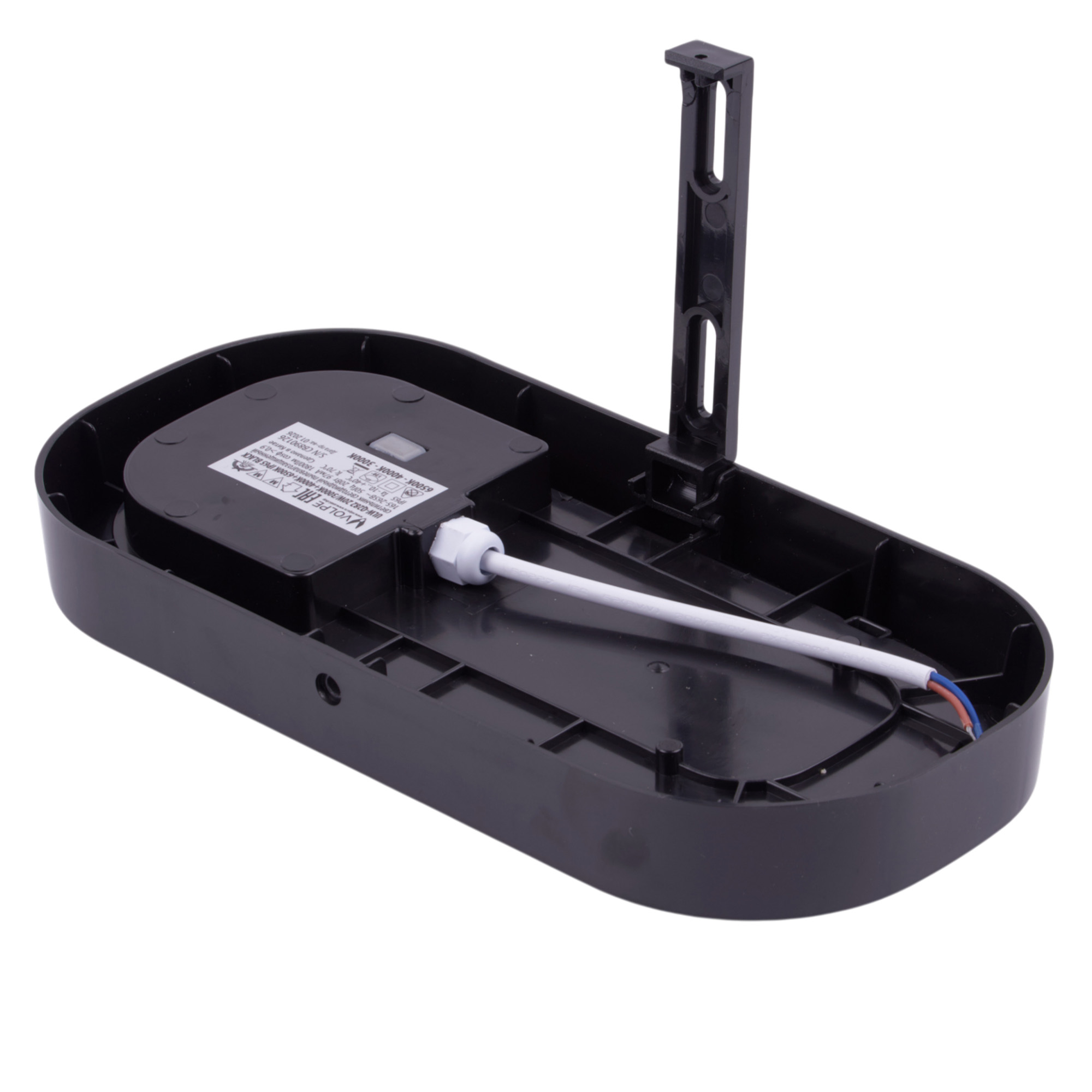 ULW-Q282 20W-3000K+4000K+6500K IP65 BLACK Светильник светодиодный влагозащищенный. Овал. Переключатель на корпусе: Теплый3000K-Белый4000K-Дневной6500K. 255x128x50мм. Корпус черный. ТМ Volpe