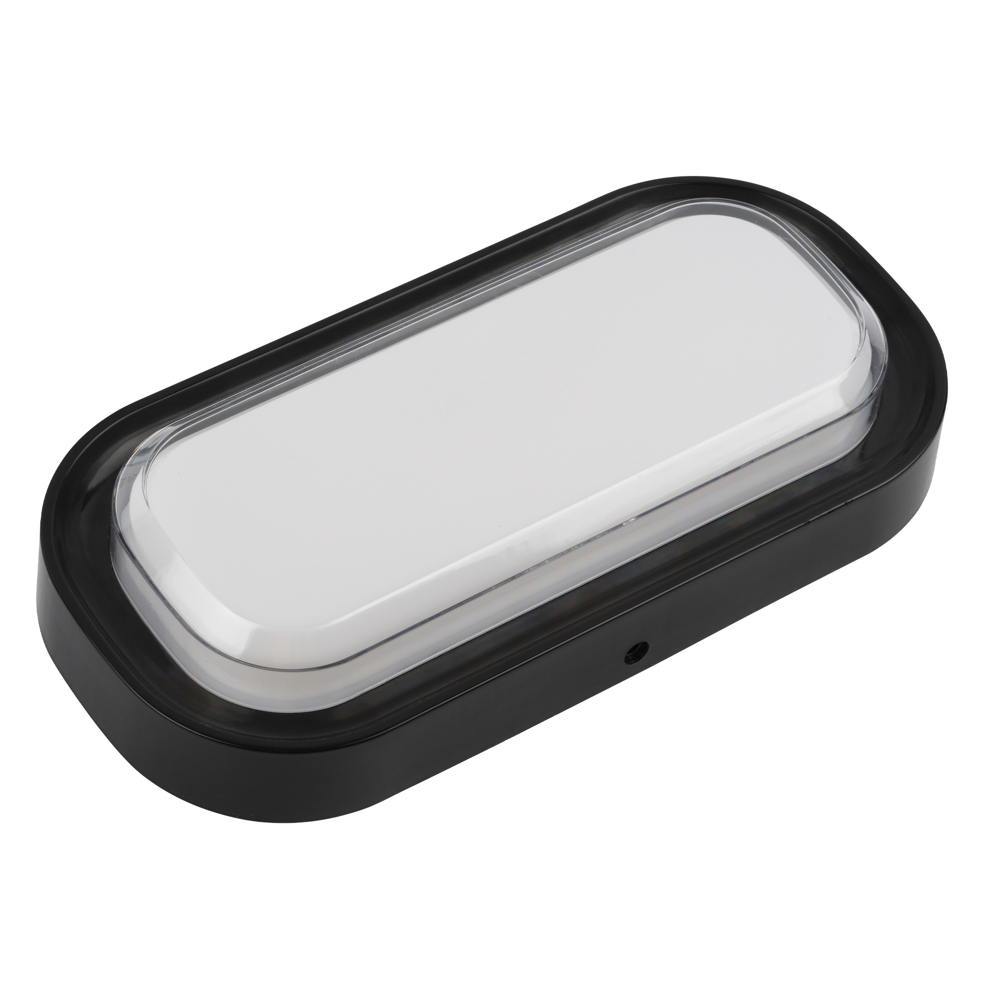 ULW-Q282 20W-3000K+4000K+6500K IP65 BLACK Светильник светодиодный влагозащищенный. Овал. Переключатель на корпусе: Теплый3000K-Белый4000K-Дневной6500K. 255x128x50мм. Корпус черный. ТМ Volpe