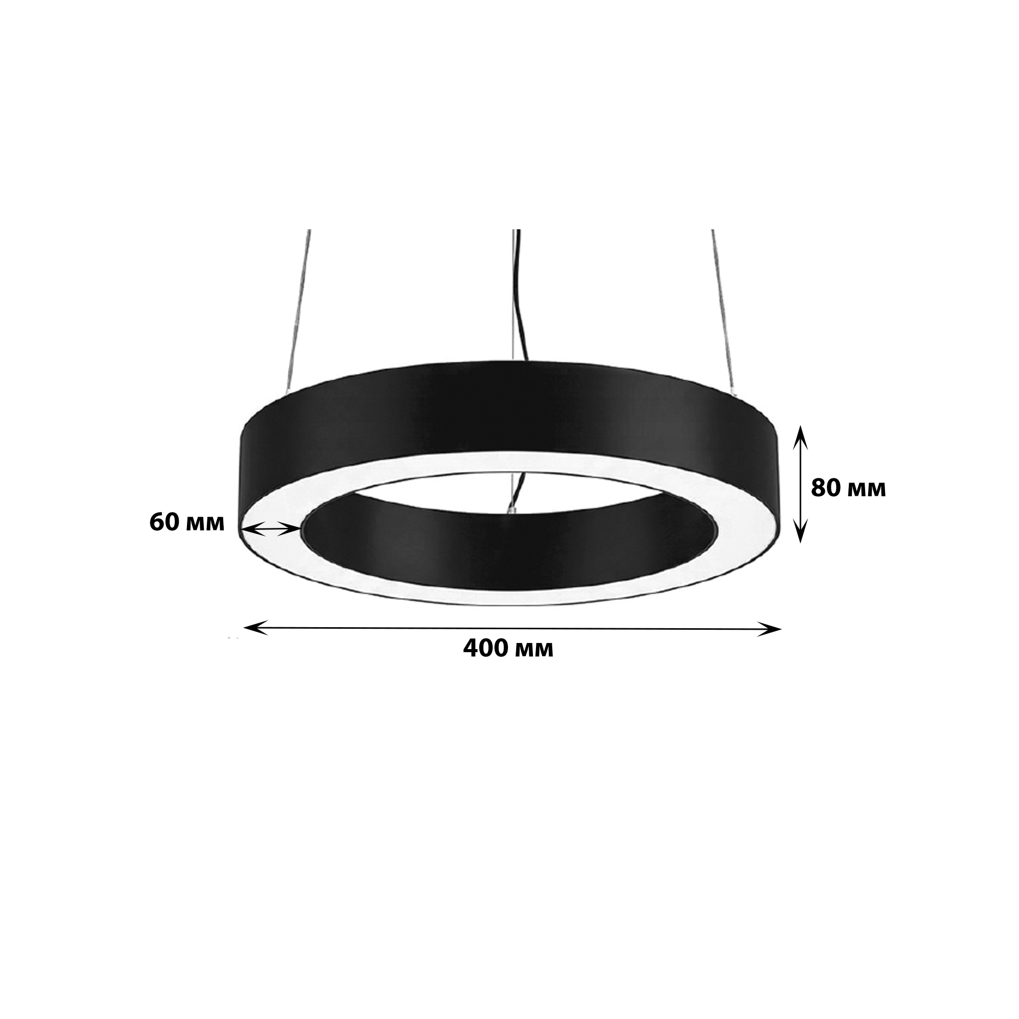 ULO-K18B 30W-4000K-R40 IP40 BLACK Светильник линейный светодиодный подвесной. Кольцо. диаметр 40см. Белый свет 4000K. 3300Лм. Алюминий. Цвет чёрный. TM Uniel