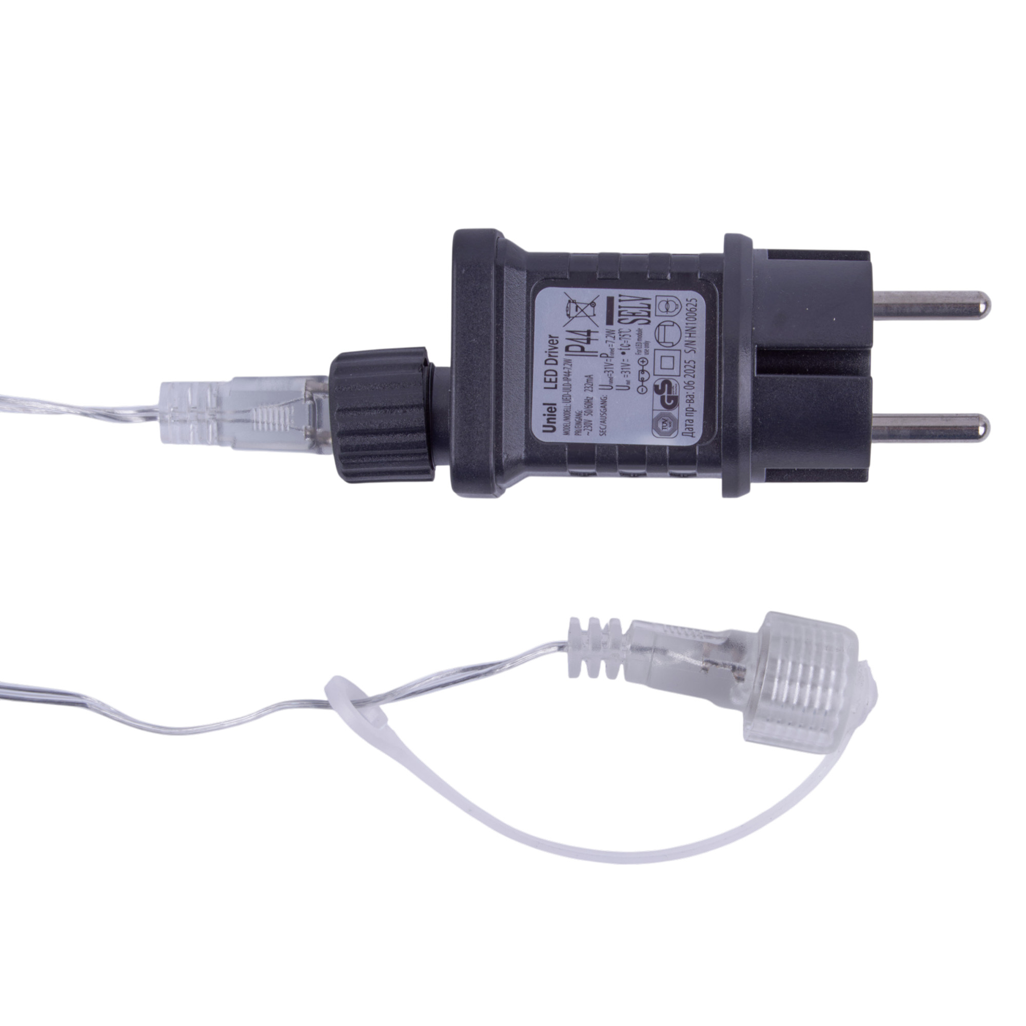 ULD-B25006-440-TTK WH IP44 Бахрома светодиодная с эффектом мерцания. 25м. Соединяемая. 440 светодиодов. Белый свет. Провод прозрачный. ТМ Uniel
