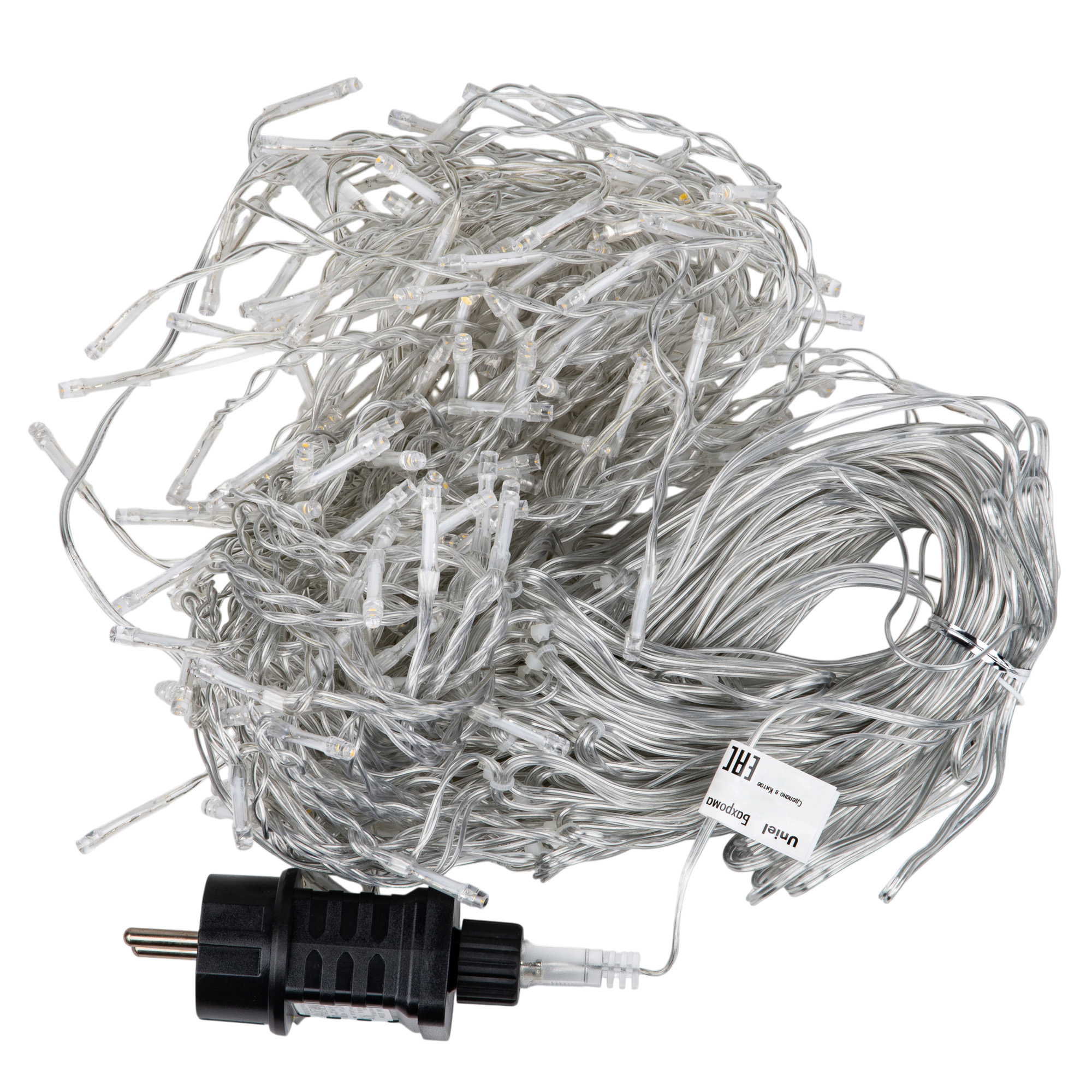 ULD-B10007-480-TTK WH IP44 Бахрома светодиодная с эффектом мерцания. 10м. Соединяемая. 480 светодиодов. Белый свет. Провод прозрачный. ТМ Uniel