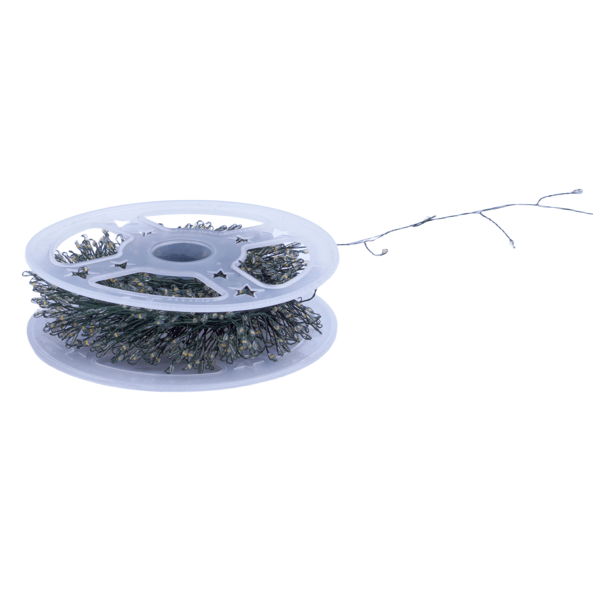 ULD-S3000-900-DGA WW IP20 DEWDROP Гирлянда светодиодная Капли росы. 30м. 900 светодиодов. Теплый белый свет. Провод зеленый. ТМ Uniel