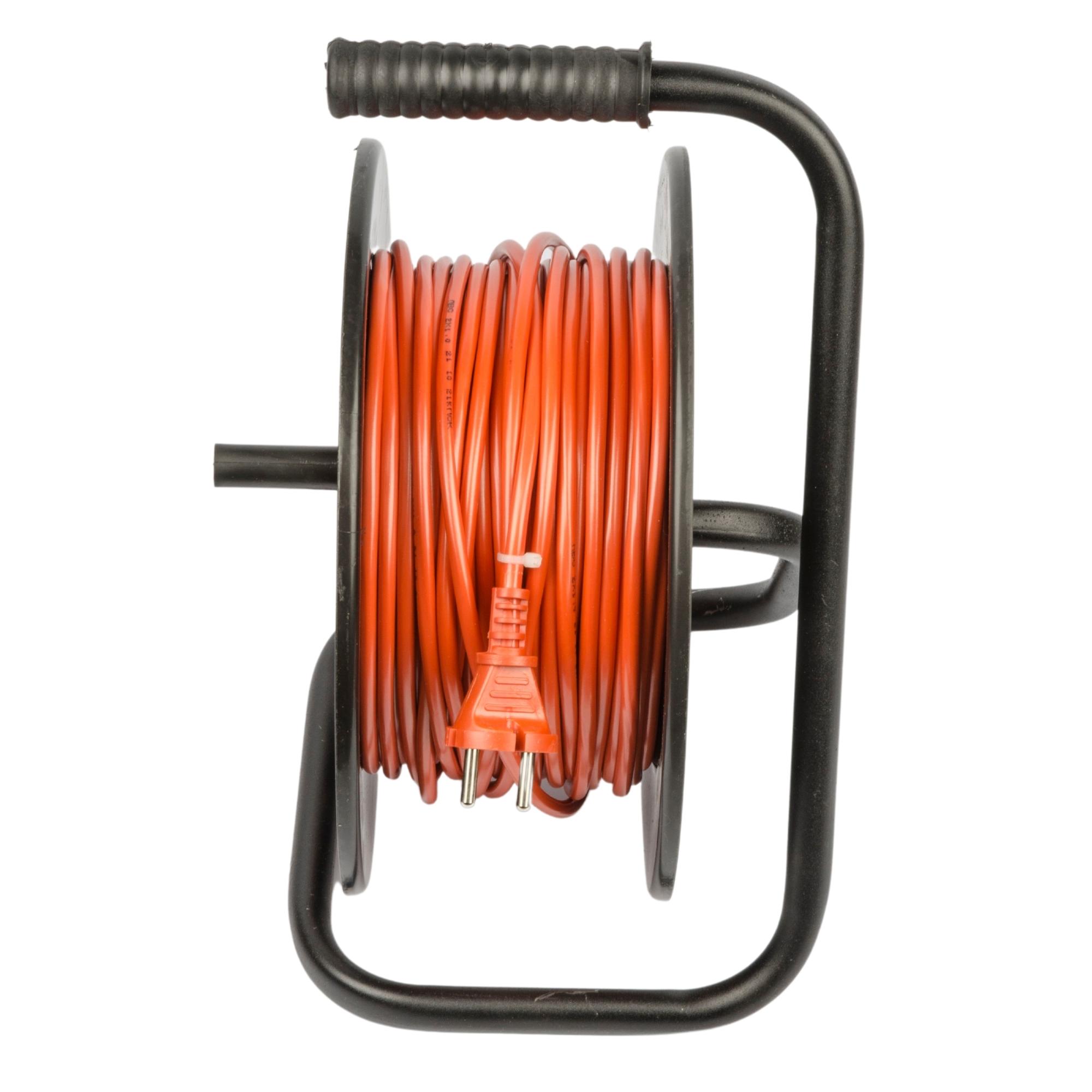 УС-4-40 -UCK-4N-2x1.00-40M-S ORANGE-BLACK Удлинитель силовой на пластиковой катушке. б-з. 4 гнезда. 40м ПВС 2х1. 10A. Оранжевый-черный. TМ Uniel